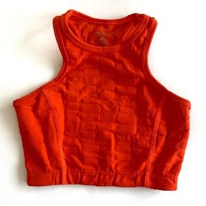 Twenty Montréal Orange Pebble Textured High Neck Sports Bra XS